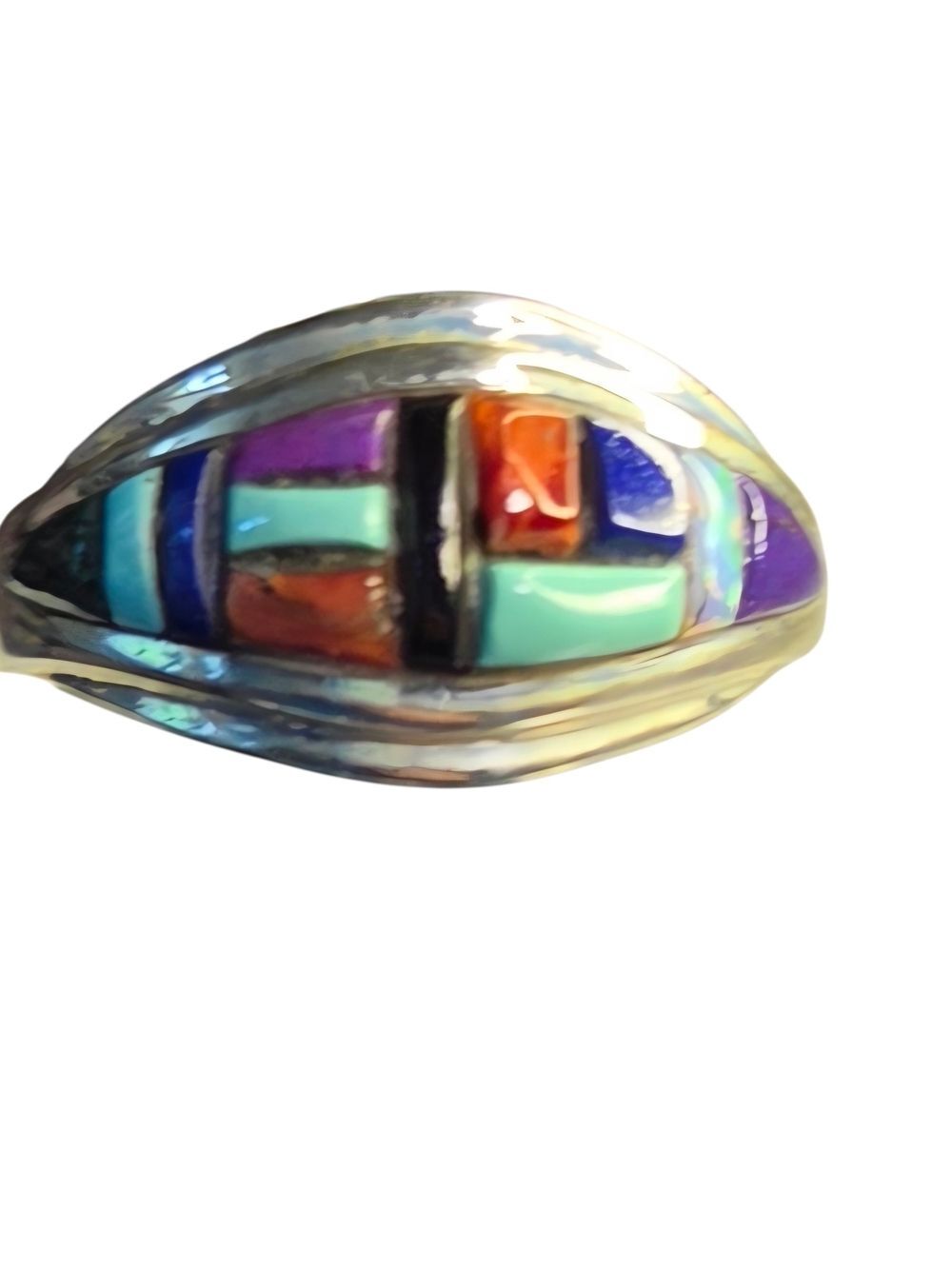 Sterling Silver Inlay Multi-Color Women’s Statement Ring